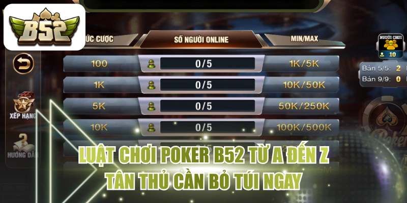 Luật Chơi Poker B52 Từ A Đến Z, Tân Thủ Cần Bỏ Túi Ngay